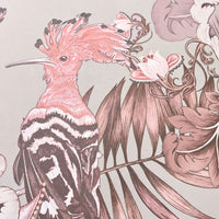 Coral Pink Statement Birds Wallpaper Decor by Designer, Becca Who