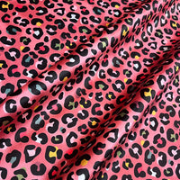 Coral Pink Leopard Print Velvet Designer Fabric for Colourful Furnishing, Upholstery & Curtains