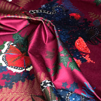 Crimson Snakes Patterned Interiors Fabric for Upholstery and Furnishings by Designer, Becca Who