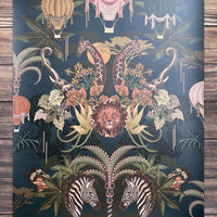 Dark Blue Bold African Animals Wallpaper by Designer, Becca Who