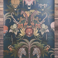 Dark Blue Bold African Animals Wallpaper by Designer, Becca Who