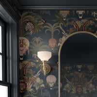 Dark Blue Patterned Designer Wallpaper with African Animals Luxury Decor Becca Who