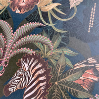 Dark Blue African Safari Animals Wallpaper by Designer, Becca Who
