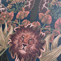 Luxury Dark Blue African Animals Wallpaper by Designer, Becca Who