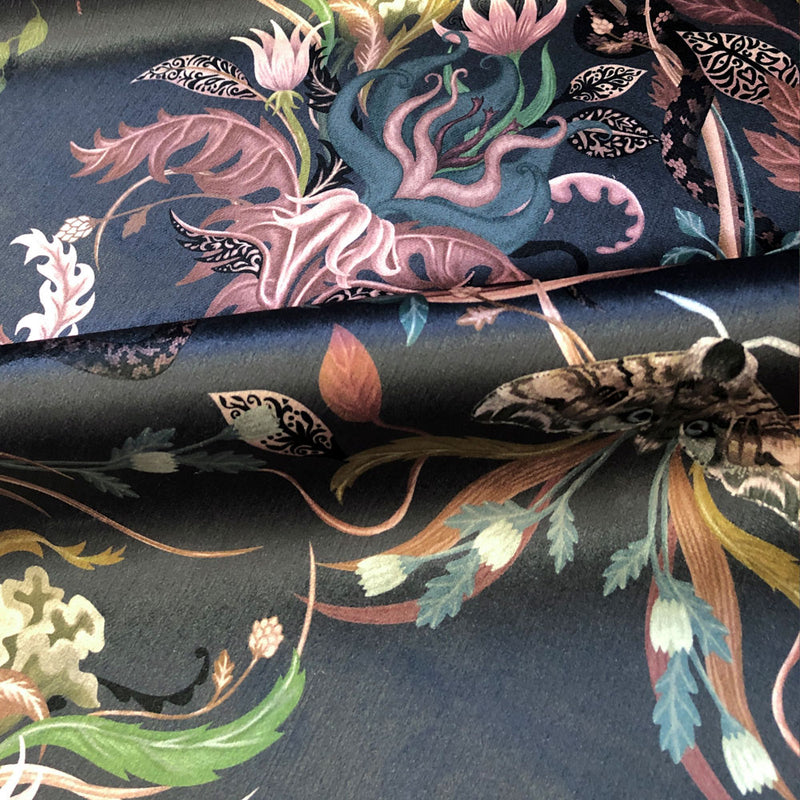 Blue and Pink Velvet Fabric for Upholstery, Curtains and Furnishings by Designer, Becca Who