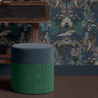 Dark Blue Luxury Bedroom Wallpaper with Indian Pattern by Becca Who