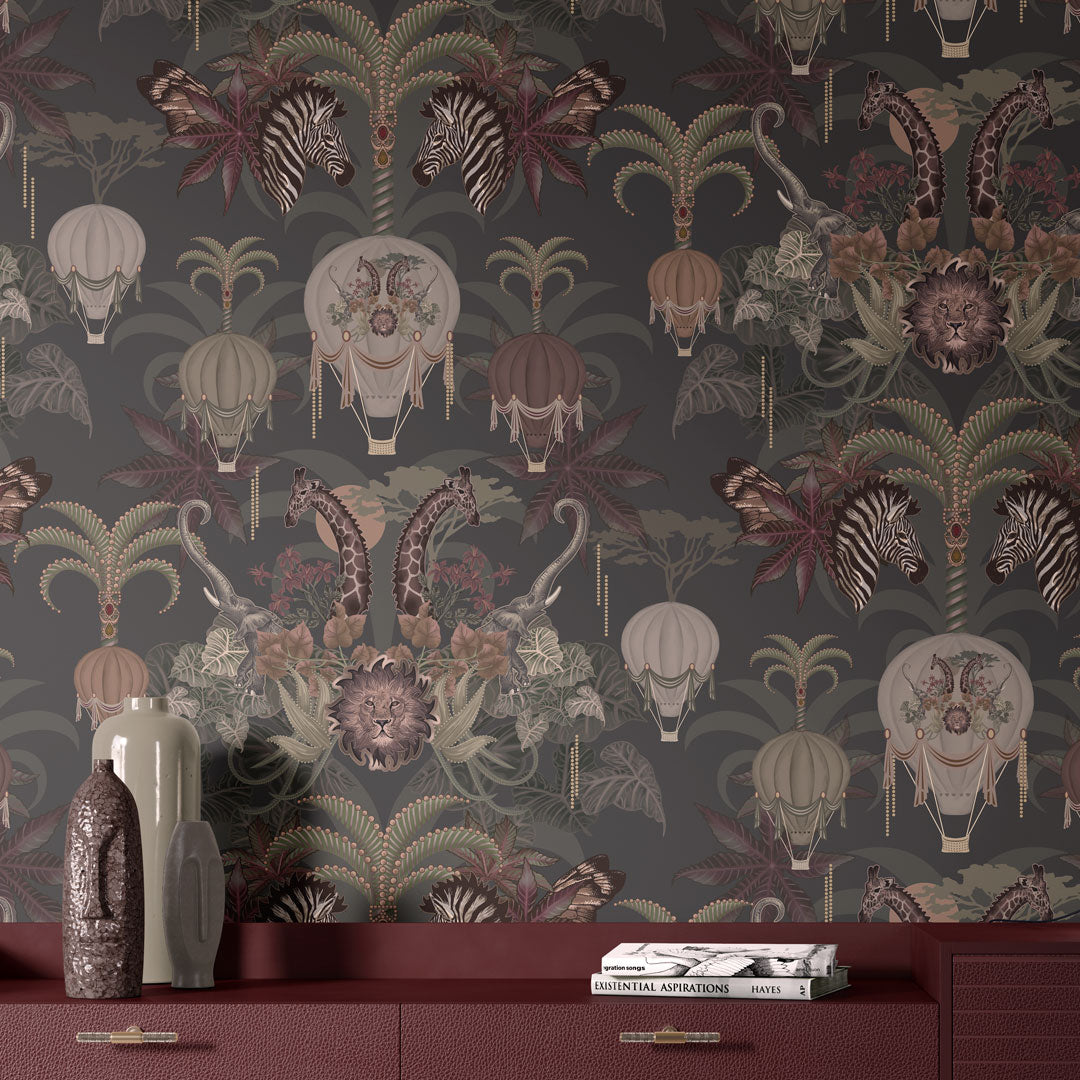 Dark Charcoal Statement Wallpaper by Designer Becca Who