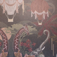 Luxury Statement Wallpaper with Animals in Charcoal by Designer Becca Who