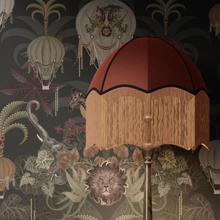 Dark Charcoal African Animals Luxury Wallpaper by Becca Who