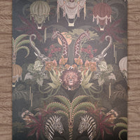 Dark Statement Wallpaper with African Animals in Charcoal by Designer Becca Who