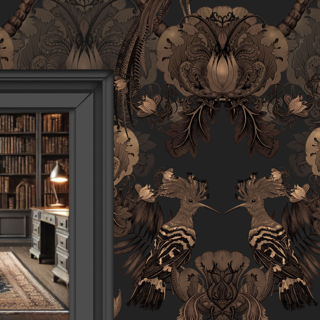 Dark Chocolate Brown Statement Wallpaper for Luxury Interiors by UK Designer, Becca Who