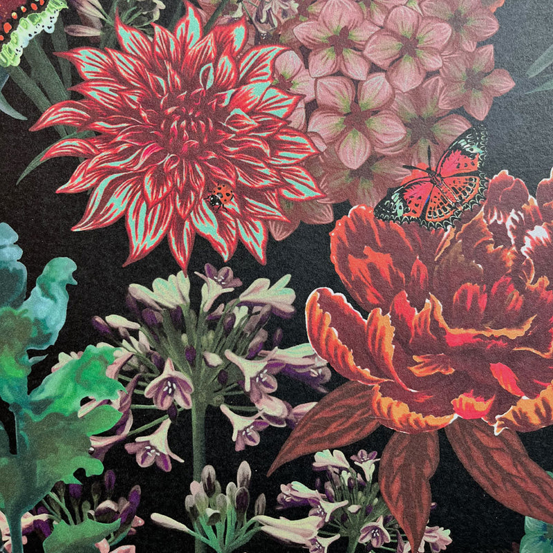 Dark Floral Dramatic Traditional Style Wallpaper Flowerbed by Designer Becca Who