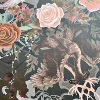 Charcoal Luxury Dark Wallpaper with Swans by Designer, Becca Who