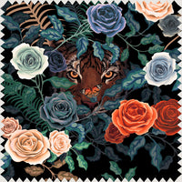 Dark Floral and Tigers Designer Velvet Fabric for Interiors by Becca Who