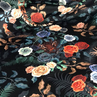 Dark Floral Patterned Floral Velvet Fabric for Home Interiors by Designer, Becca Who