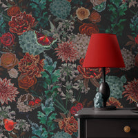 Dark Floral Wallpaper Decor by Designer, Becca Who