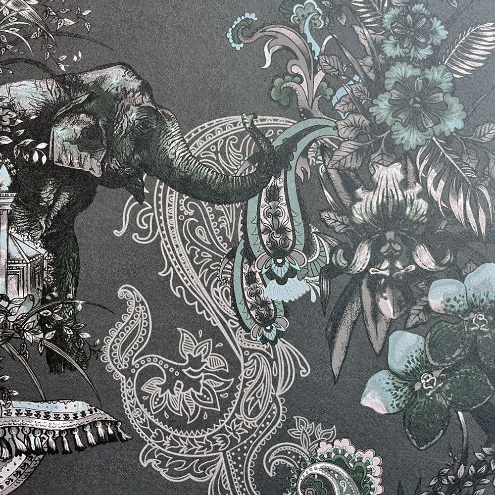 Dark Decor Patterned Designer Wallpaper in Charcoal by Becca Who