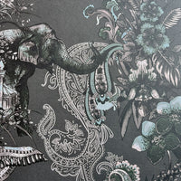 Dark Decor Patterned Designer Wallpaper in Charcoal by Becca Who