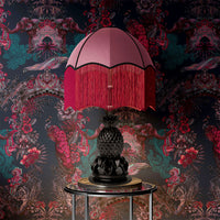 Deep Pink & Dark Blue Indian Patterned Bedroom Wallpaper by UK Designer, Becca Who