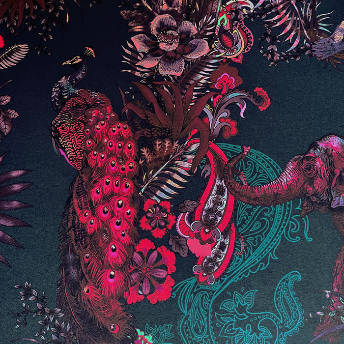 Dark Jewel Tones Indian Patterned Wallpaper by Designer Becca Who
