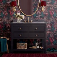 Pink & Dark Blue Indian Patterned Luxury Statement Bedroom Wallpaper