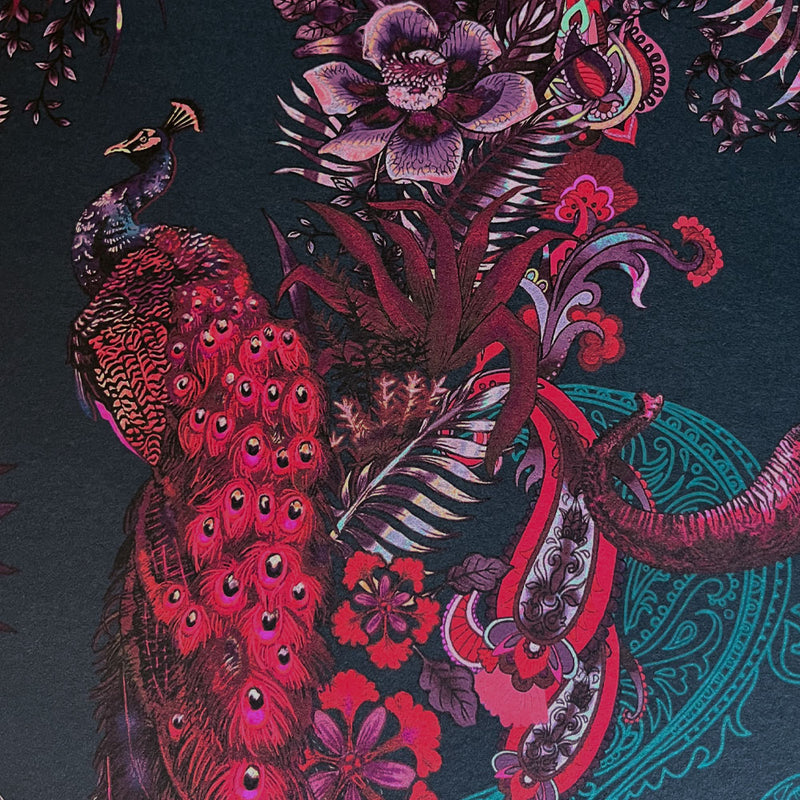 Jewel Tones Feature Wallpaper with Indian Pattern by Designer Becca Who