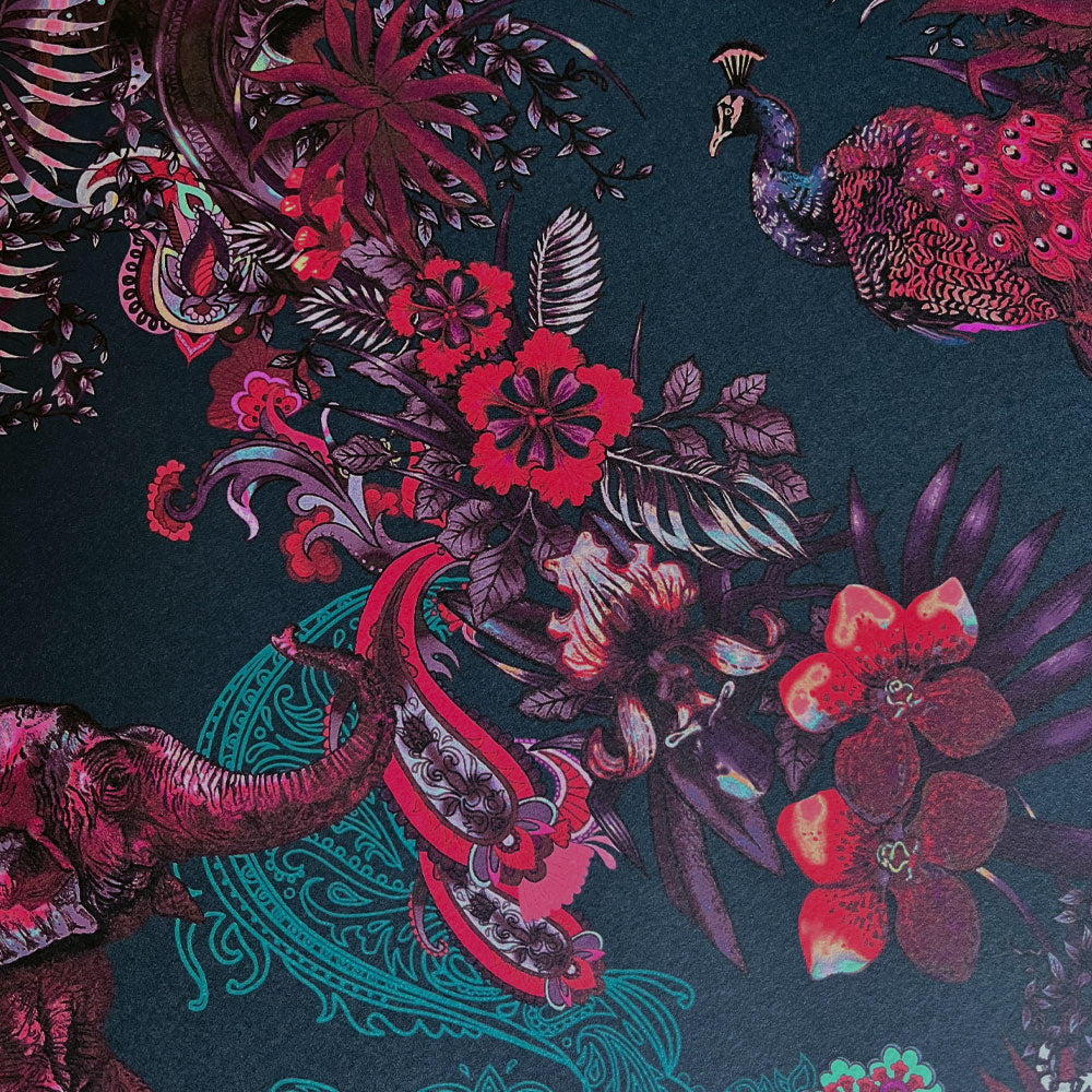 Jewel Tones Wallpaper with Indian Pattern by Designer Becca Who