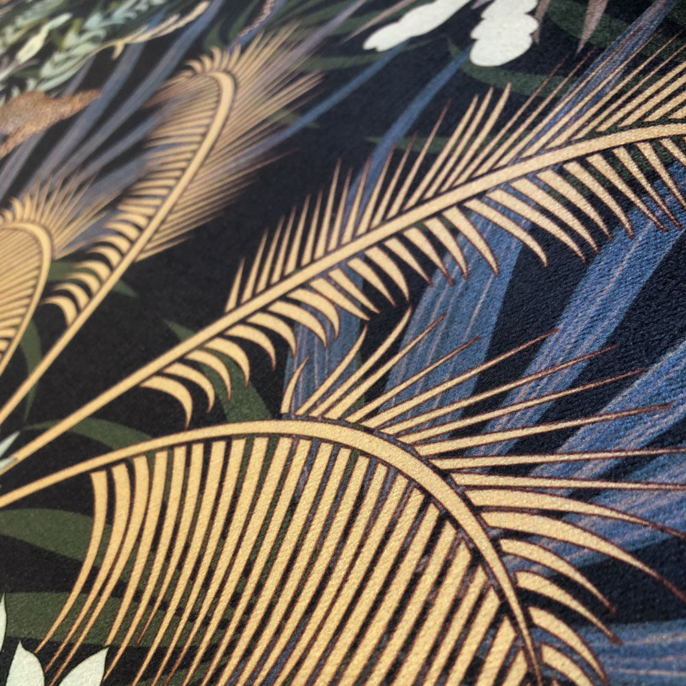 Leopard Luxe in Navy & Gold  | Velvet Fabric Sample