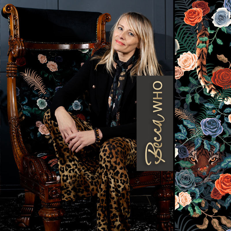 Navy & Gold Designer Wallpaper | Leopard Luxe by Becca Who
