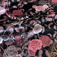 Dusky Pink Dark Floral Tiger Velvet for Upholstery and Soft Furnishings by Designer, Becca Who