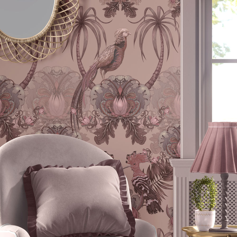 Dusky Pink Statement Patterned Designer Wallpaper by Becca Who