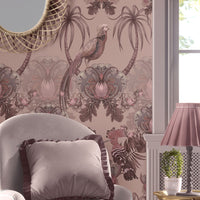 Dusky Pink Statement Patterned Designer Wallpaper by Becca Who