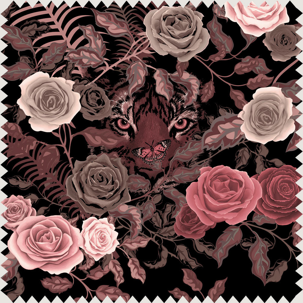 Bengal Rose Garden in Dusky Pink | Velvet Fabric Sample