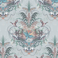 Elegant Light Blue Luxury Wallpaper with British River Wildlife by UK Designer, Becca Who