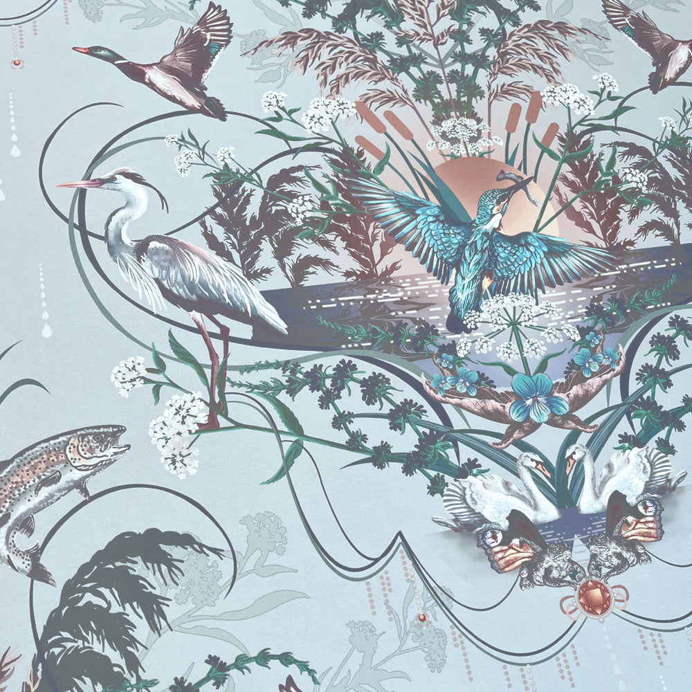 Elegant Soft Blue Wallpaper for Country Inspired Interiors by Designer, Becca Who