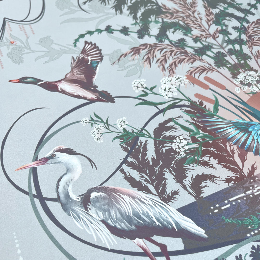 Light Blue River Themed Wallpaper for Country Inspired Interiors by Designer, Becca Who