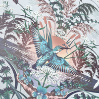 Elegant Patterned Pale Blue Wallpaper for Country Inspired Interiors by Designer, Becca Who