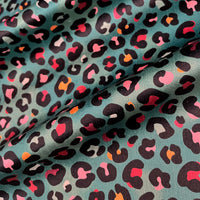 Colourful Green Leopard Print Velvet Furnishing Fabric for Upholstery and Furnishings by Designer, Becca Who