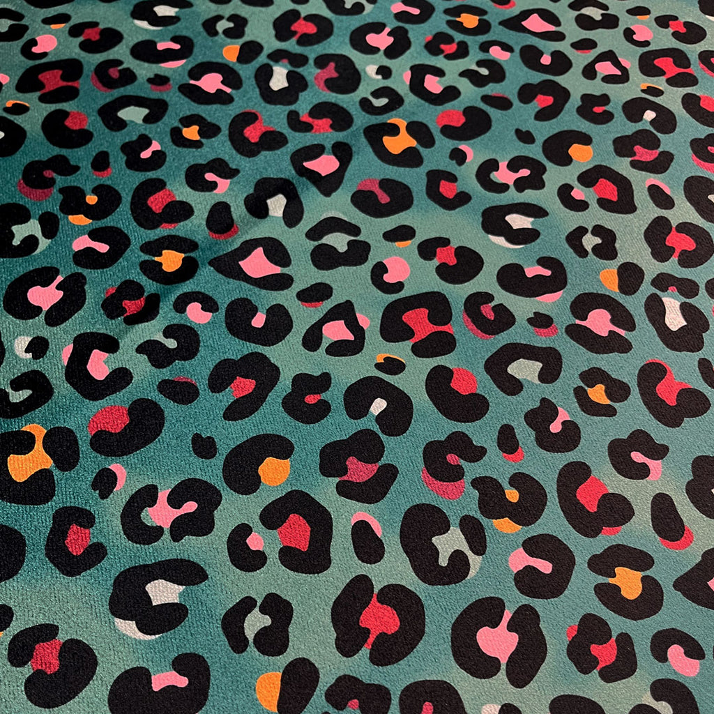 Colourful Leopard Print Velvet Fabric Sample | Becca Who
