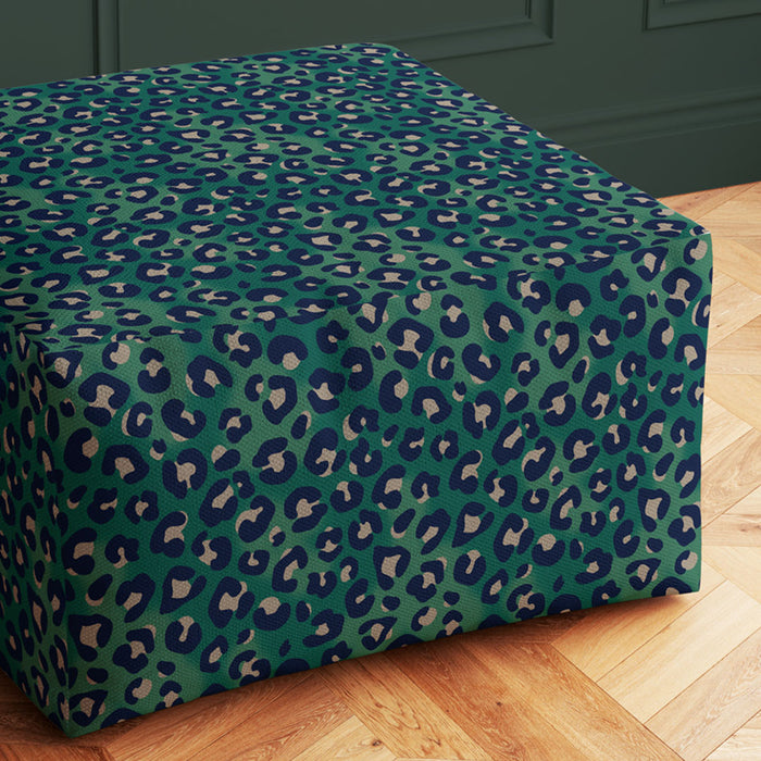 Emerald Green Leopard Print Velvet Designer Furnishing, Upholstery & Curtain  Fabric by Becca Who