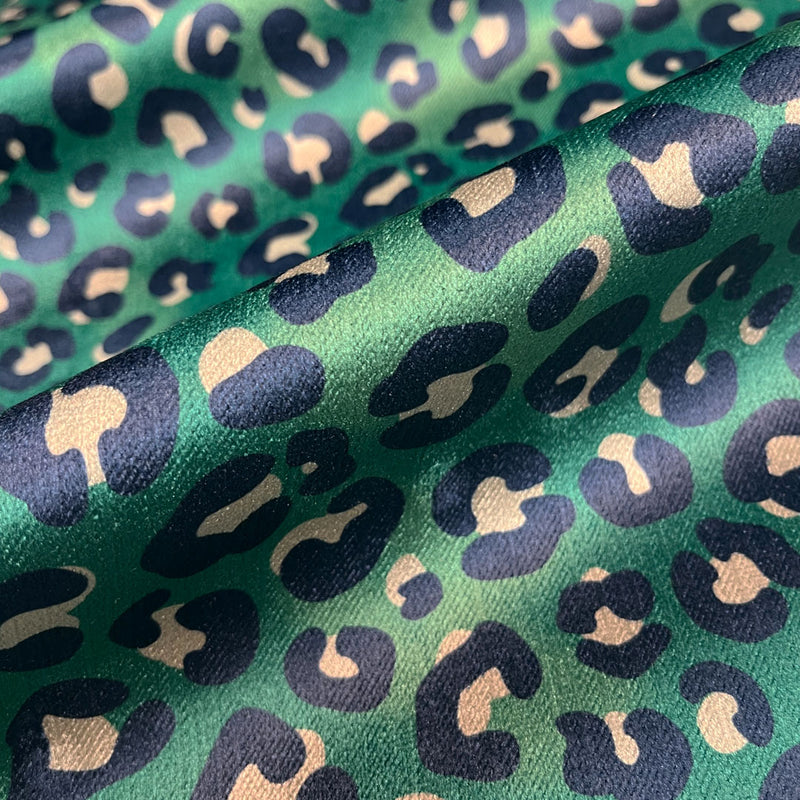 Emerald Green Leopard Print Velvet Designer Furnishing, Upholstery & Curtain  Fabric by Becca Who