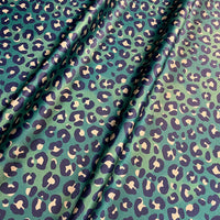 Emerald Green & Blue Leopard Print Velvet Designer Furnishing, Upholstery & Curtain  Fabric by Becca Who