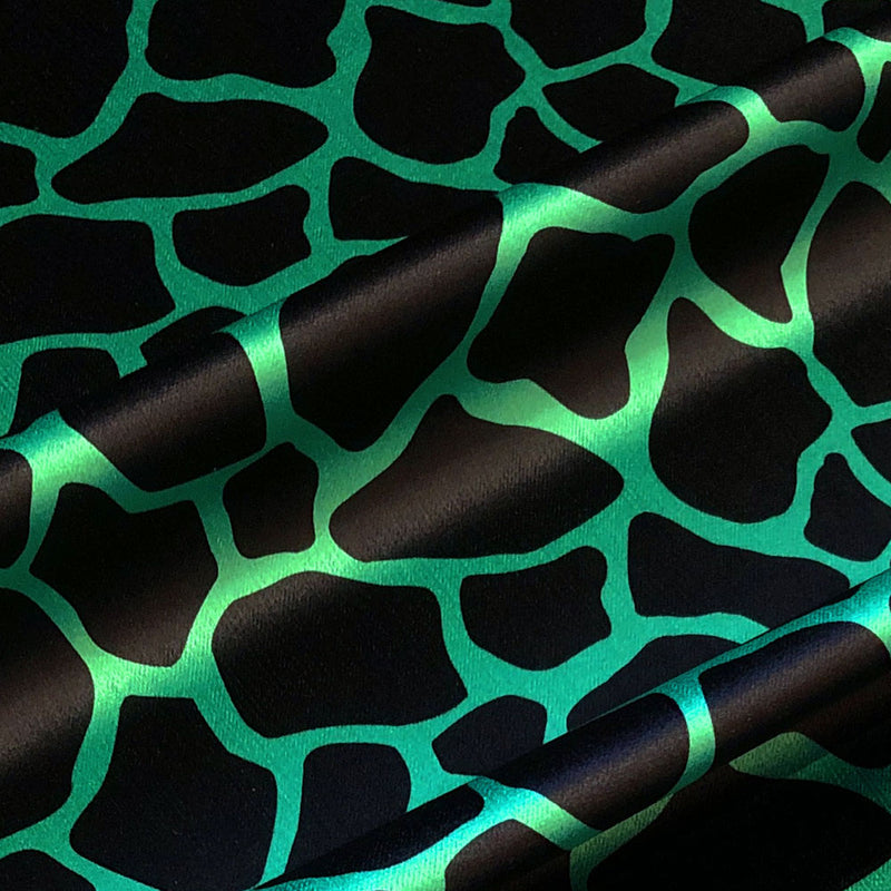 Emerald Green & Black Giraffe Animal Print Furnishing Fabric by Designer, Becca Who