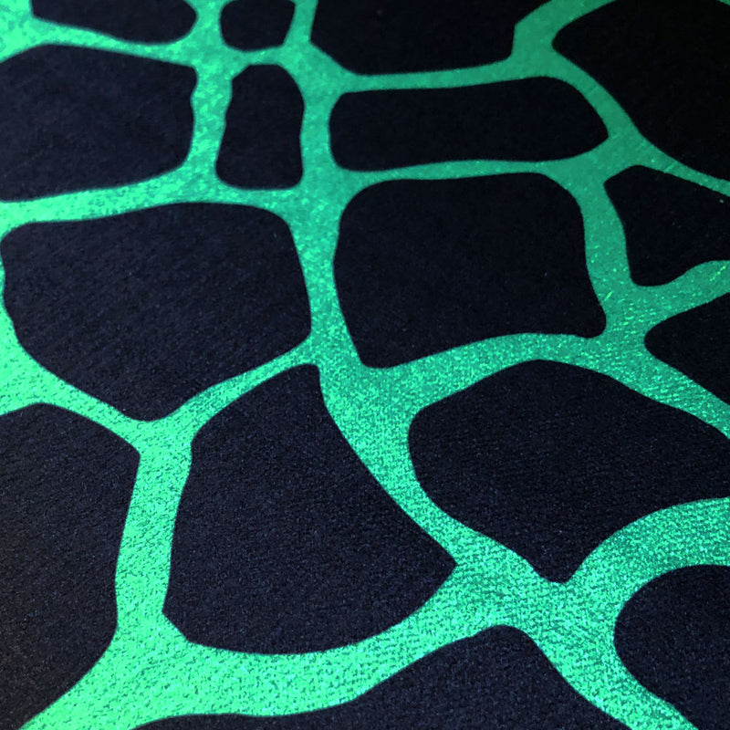 Unusual Upholstery fabric with Green & Black Giraffe Print on Velvet