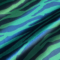Zebra Upholstery Fabric with Green & Blue Stripes