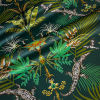 Green Crocodile Jungle Velvet Fabric for Home Furnishings and Upholstery by UK Designer, Becca Who