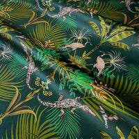 Emerald Green Crocodile Jungle Velvet Fabric for Soft Furnishings and Upholstery by UK Designer, Becca Who