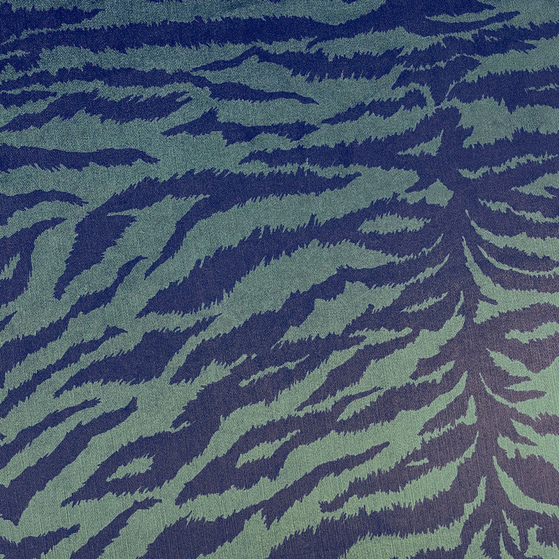 Deep Green & Blue Tiger Animal Print Designer Velvet Furnishing, Upholstery & Curtain Fabric