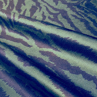 Dark Green & Blue Tiger Animal Print Designer Velvet Furnishing, Upholstery & Curtain  Fabric