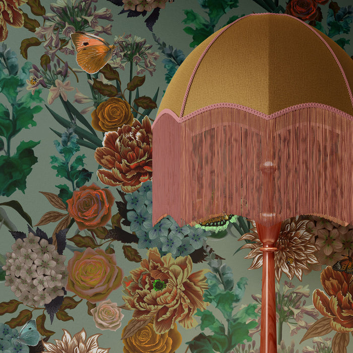 Sage Jade Green Floral Wallpaper Vintage Style